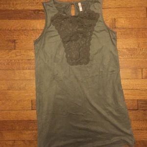 Xhilaration Olive Green Suede Dress w/ Lace Cutout